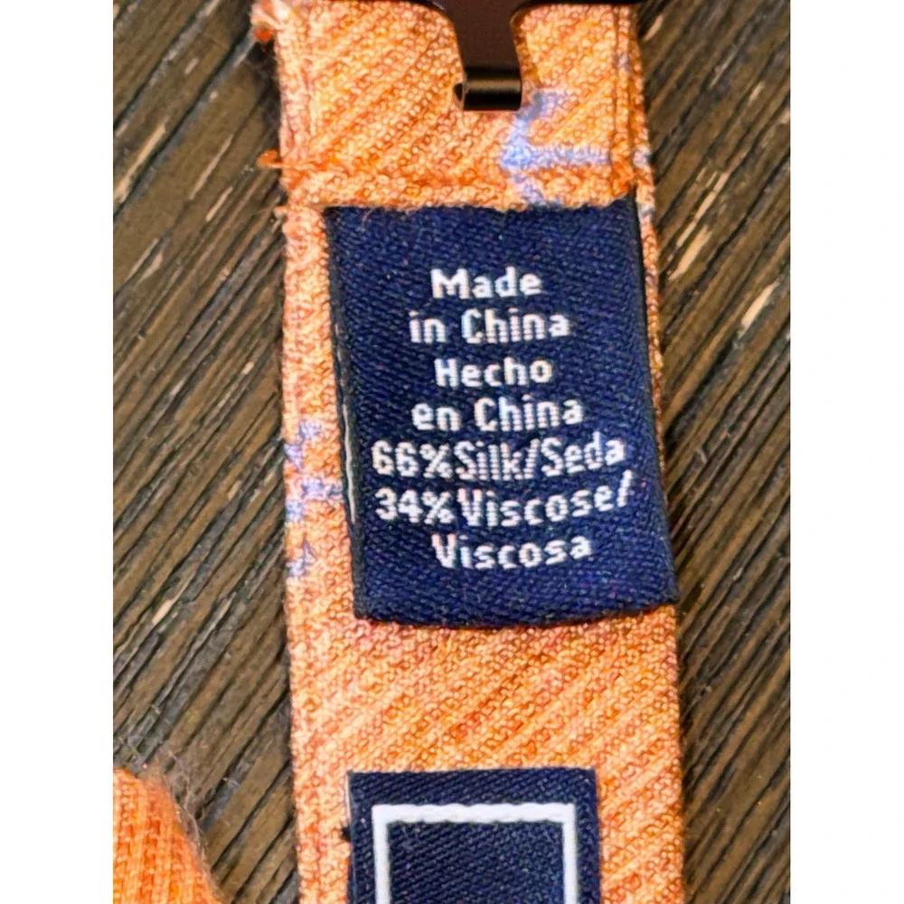 Crown Ivy Orange Anchor Print Silk Blend Pre Tied Bow‎ Tie Mens Nautical